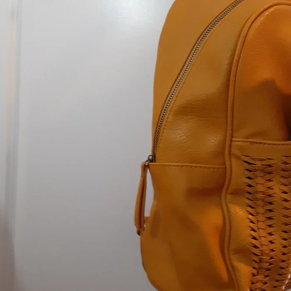 ANTIK KRAFT PU Bailey Mustard Yellow Basket Weave Backpack